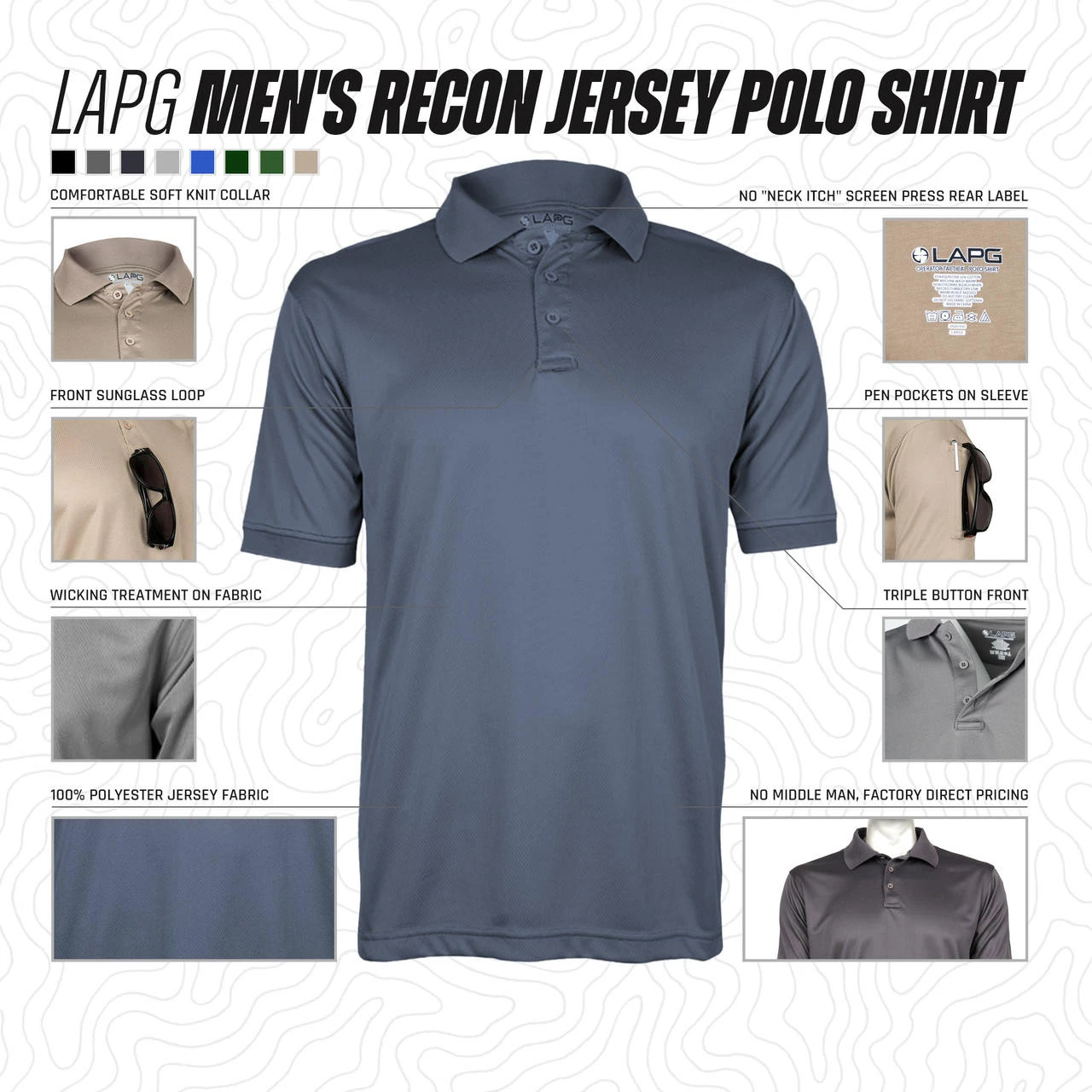 LA Police Gear Men's Recon Jersey Polo Shirt 2 LA Police Gear Men's Recon Jersey Polo Shirt - Image 2