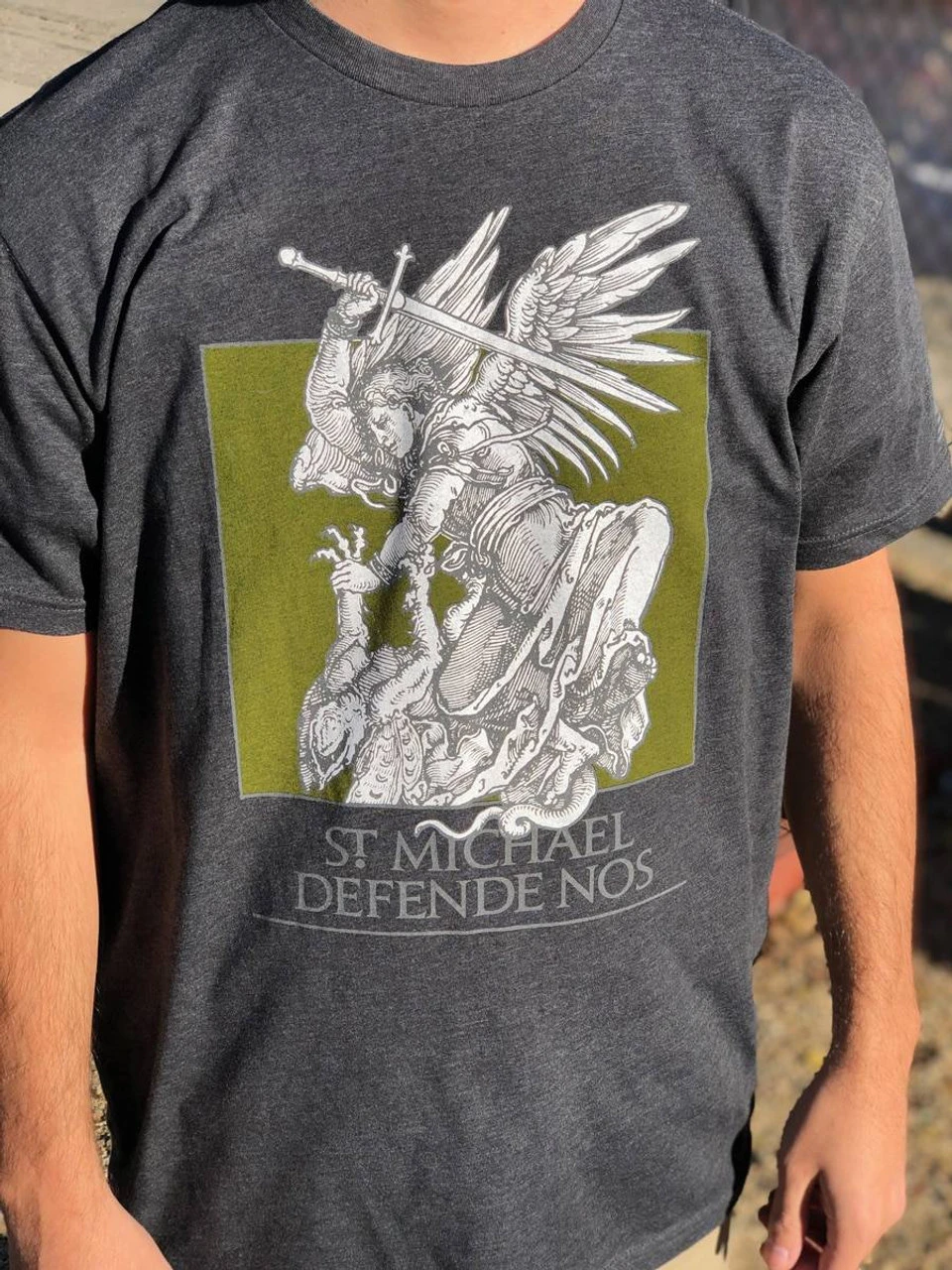LA Police Gear Men's St. Michael Defende Nos T- Shirt 5 LA Police Gear Men's St. Michael Defende Nos T- Shirt - Image 5