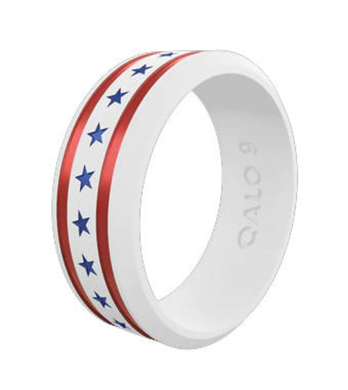 QALO Folds Of Honor Unisex White Stars And Stripes Modern Ring 1 QALO Folds Of Honor Unisex White Stars And Stripes Modern Ring