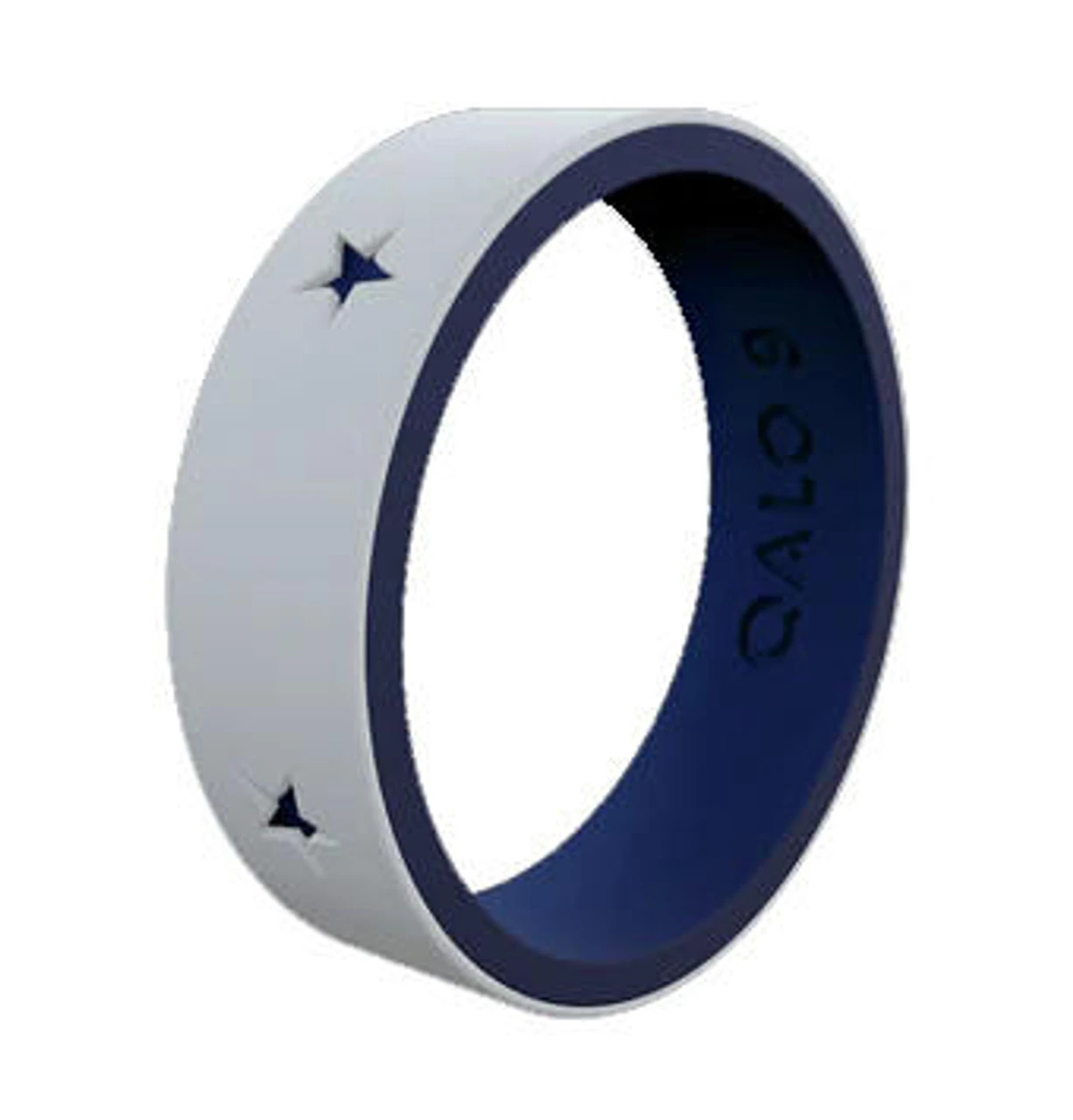 QALO Folds Of Honor Women's Grey/Blue Stars Forever Strata Ring 1 QALO Folds Of Honor Women's Grey/Blue Stars Forever Strata Ring