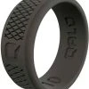 Qalo Men's Crosshatch Dark Grey Q2X Silicone Ring
