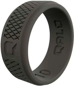 Qalo Men's Crosshatch Dark Grey Q2X Silicone Ring