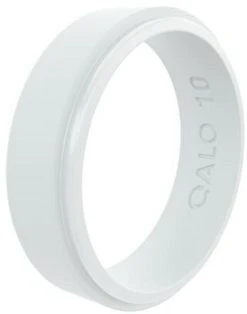Qalo Women's Step Edge White Narrow Polished Ring QS9-FNW